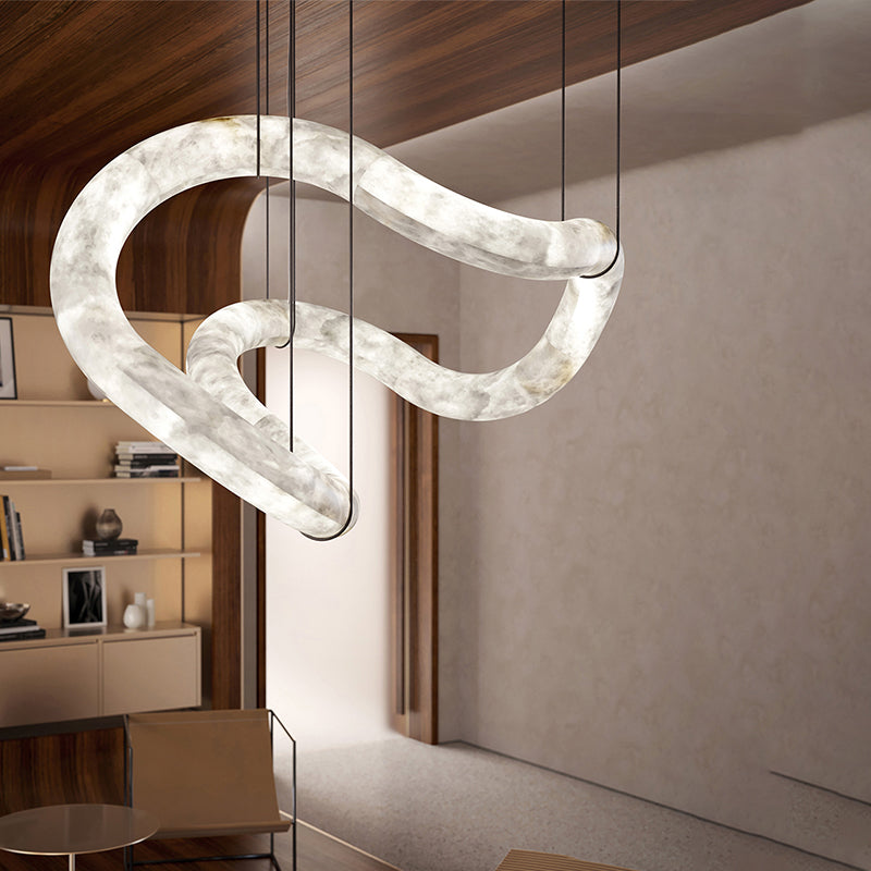 Riley Infinity Symmetrical Alabaster Chandelier Lighting