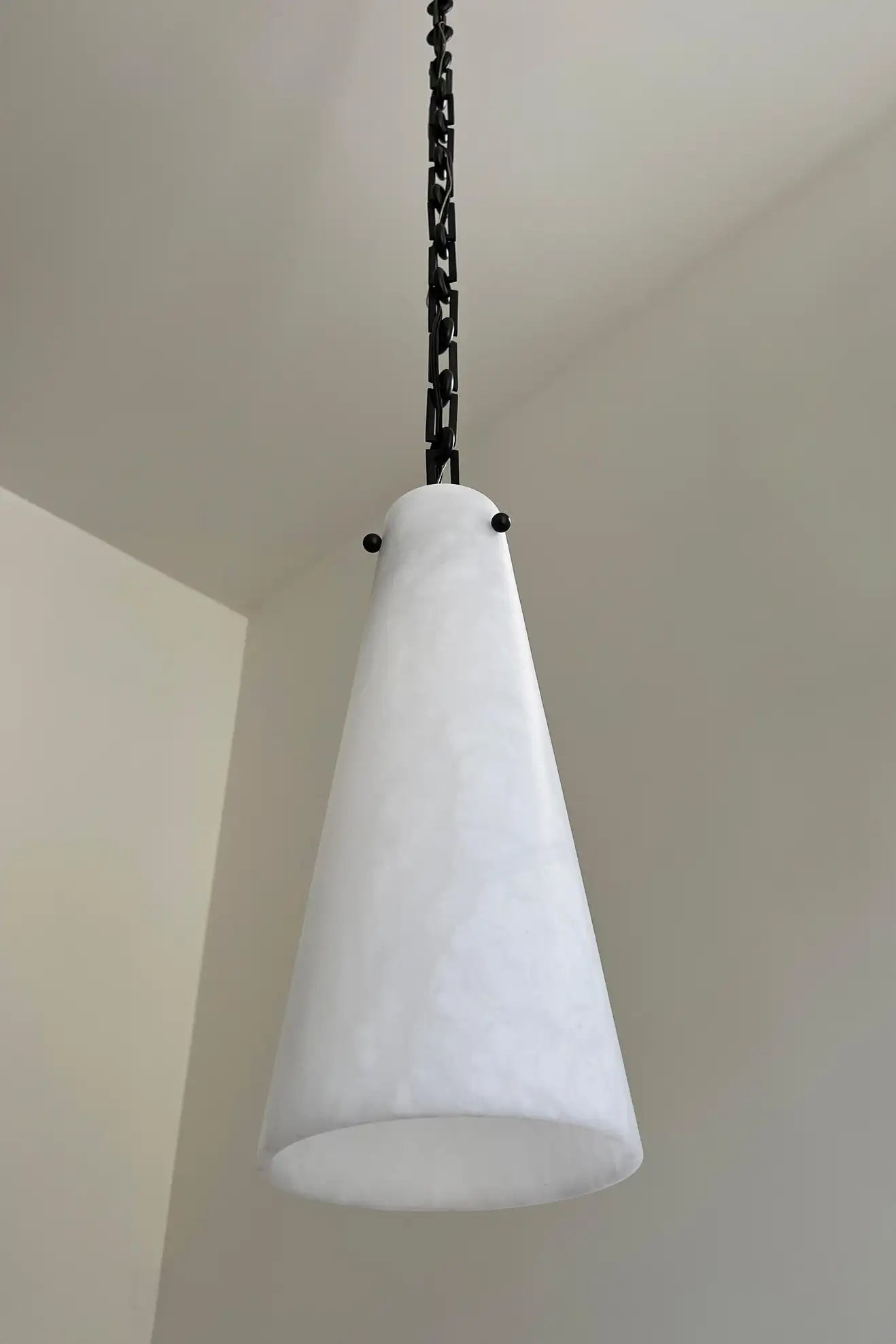 Contemporary Casey Chandelier in Alabaster, 3-Light Vintage Alabaster Pendant Cluster