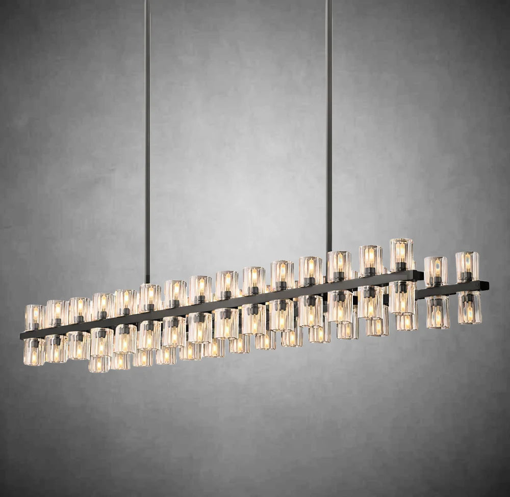 HA Harrison Crystal Rectangular Chandelier 54" 72"