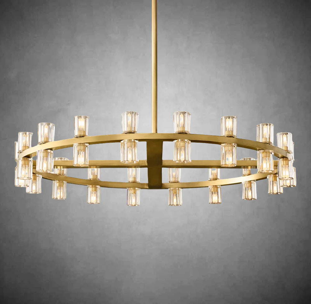 HA Harrison Crystal Round Vintage Candle Chandelier 36" Dining Room