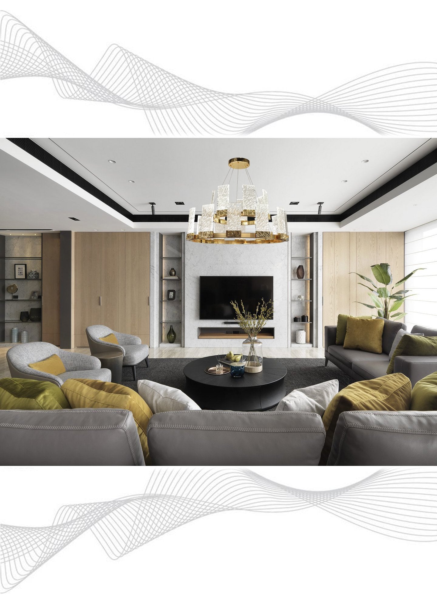 Muhamet 2-Tier Round LED Glass Crystal Chandelier for Living Room
