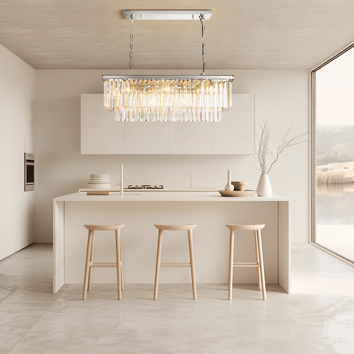 Zestra 2-Layer Crystal Rectangle Chandelier