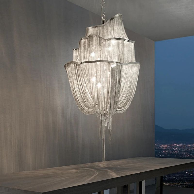 Trace Modern Aluminum Chain Tassel Chandelier Lighting