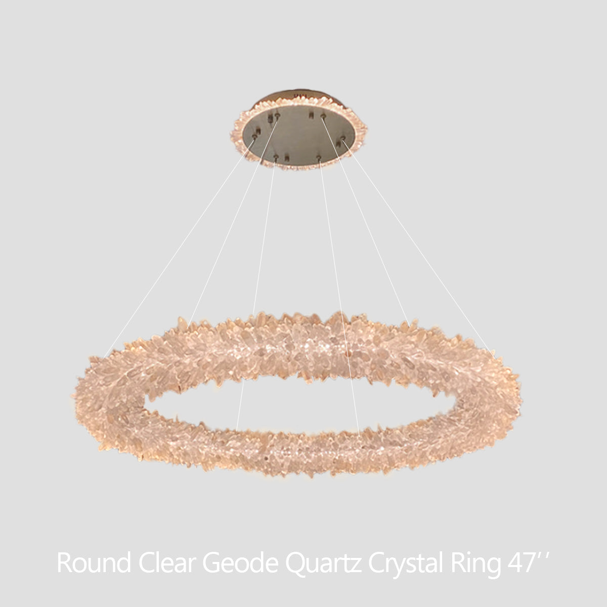 Kandace Round Rock Crystal Pendant Light Modern Chandelier for Living Room