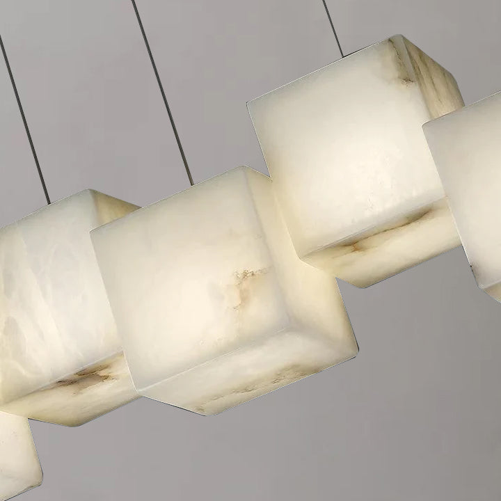 Gavin Alabaster Cubic Pendant For Dining Table, Kitchen Island Pendant