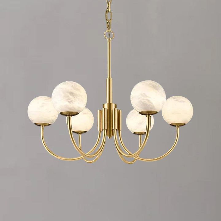 Modern Alabaster Chandelier, Pendant Brass Chandelier