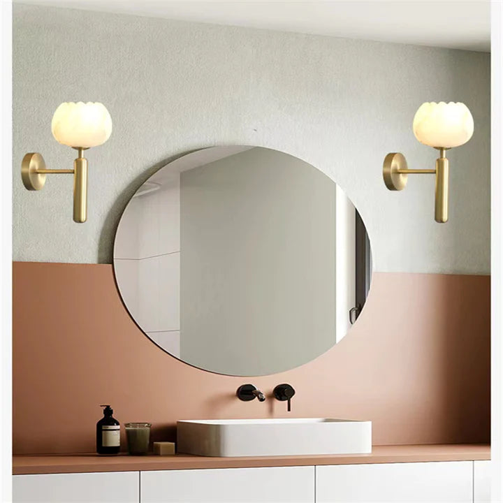 Modern Alabaster Globe Wall Sconce For Bedroom