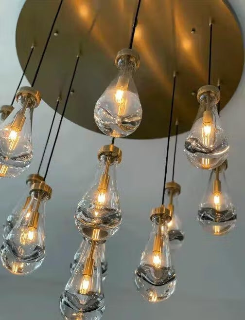 HA Raindrop Glass Round Chandelier 36"