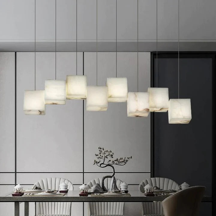 Gavin Alabaster Cubic Pendant For Dining Table, Kitchen Island Pendant