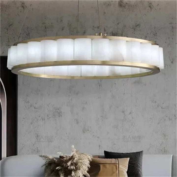 Gabriella Alabaster Circle Round Pendent Light, Galaxy Chandelier