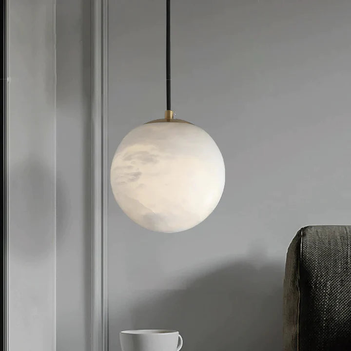 Alabaster Ball Pendant Light, Island Mini Pendant Light