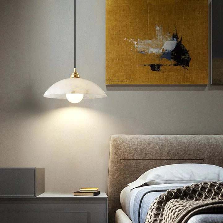 Alabaster Dome Pendant Light, Hanging Light For Living Room