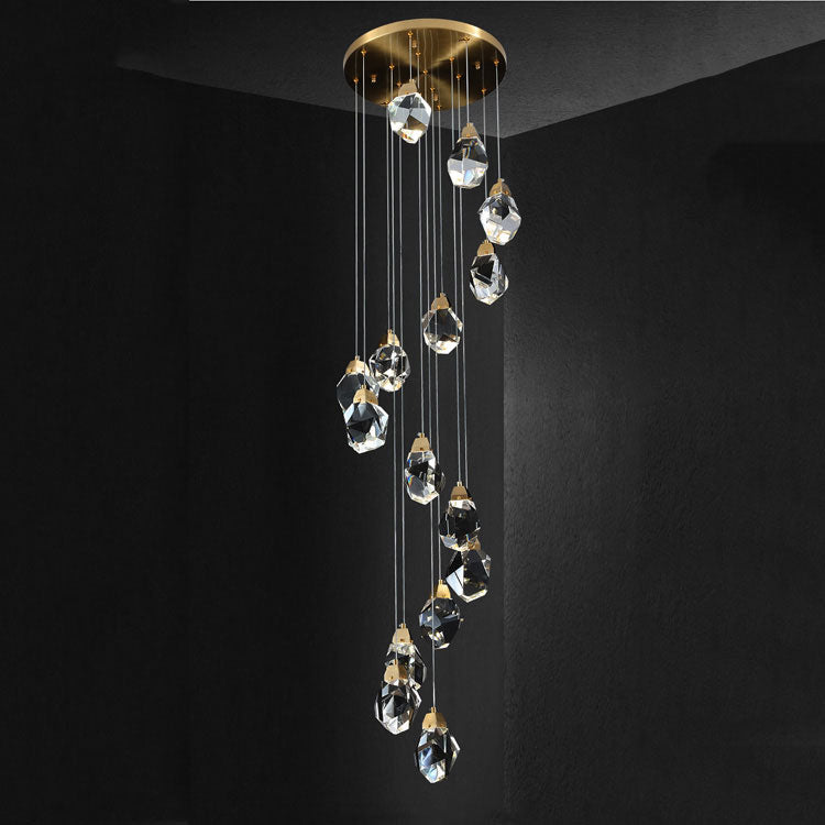Masonry Faceted Crystal Prisms Chandeliers for Staircase Loft