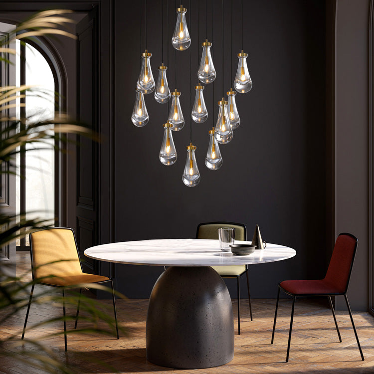 HA Curstomized Raindrop Glass Round Chandelier 24” 10-lights