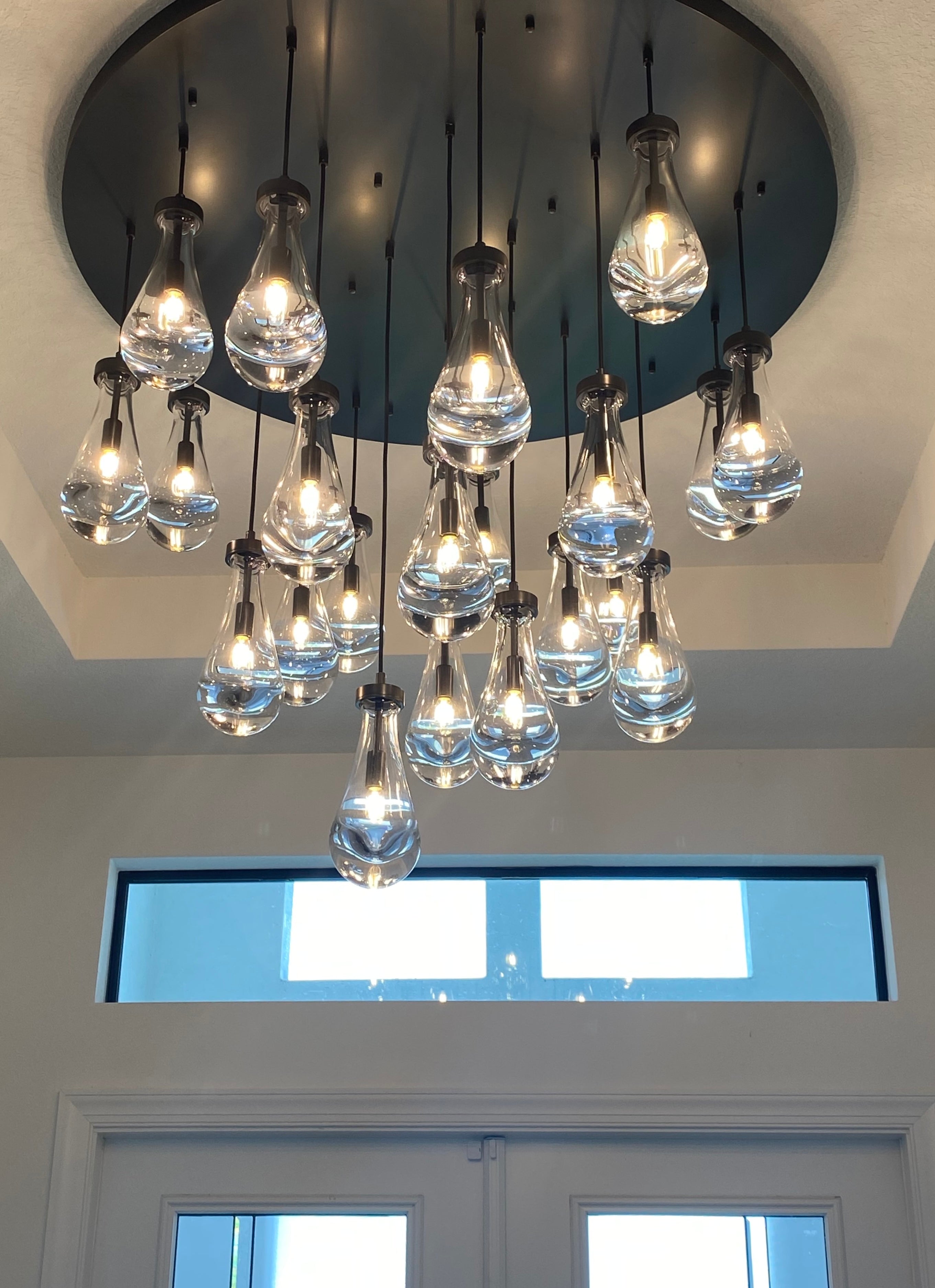 HA Raindrop Glass Round Chandelier 47"